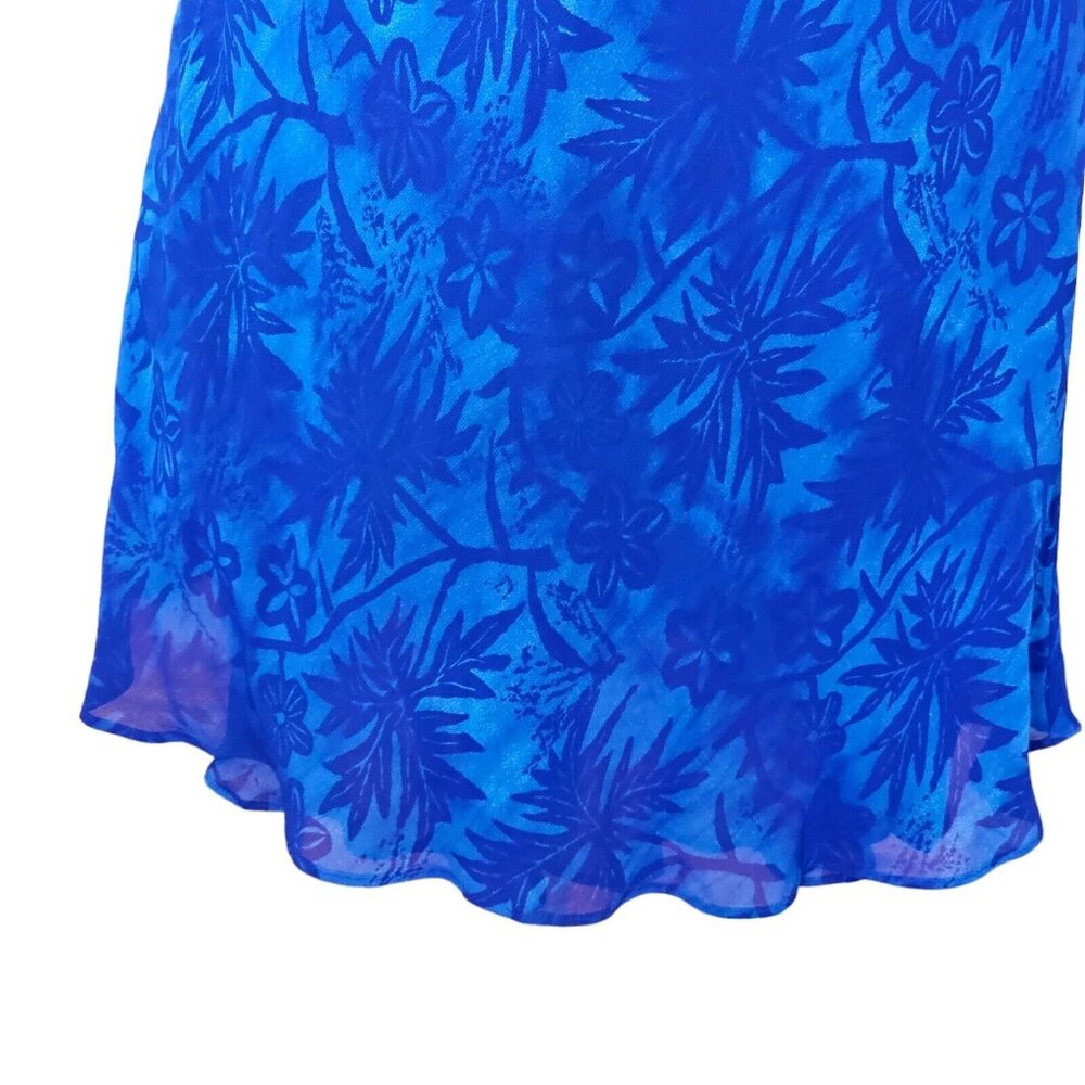 Vintage Y2K Blue Tropical Hawaiian Dress Floral Sleeveless Below Knee Size Large - Picture 5 of 11